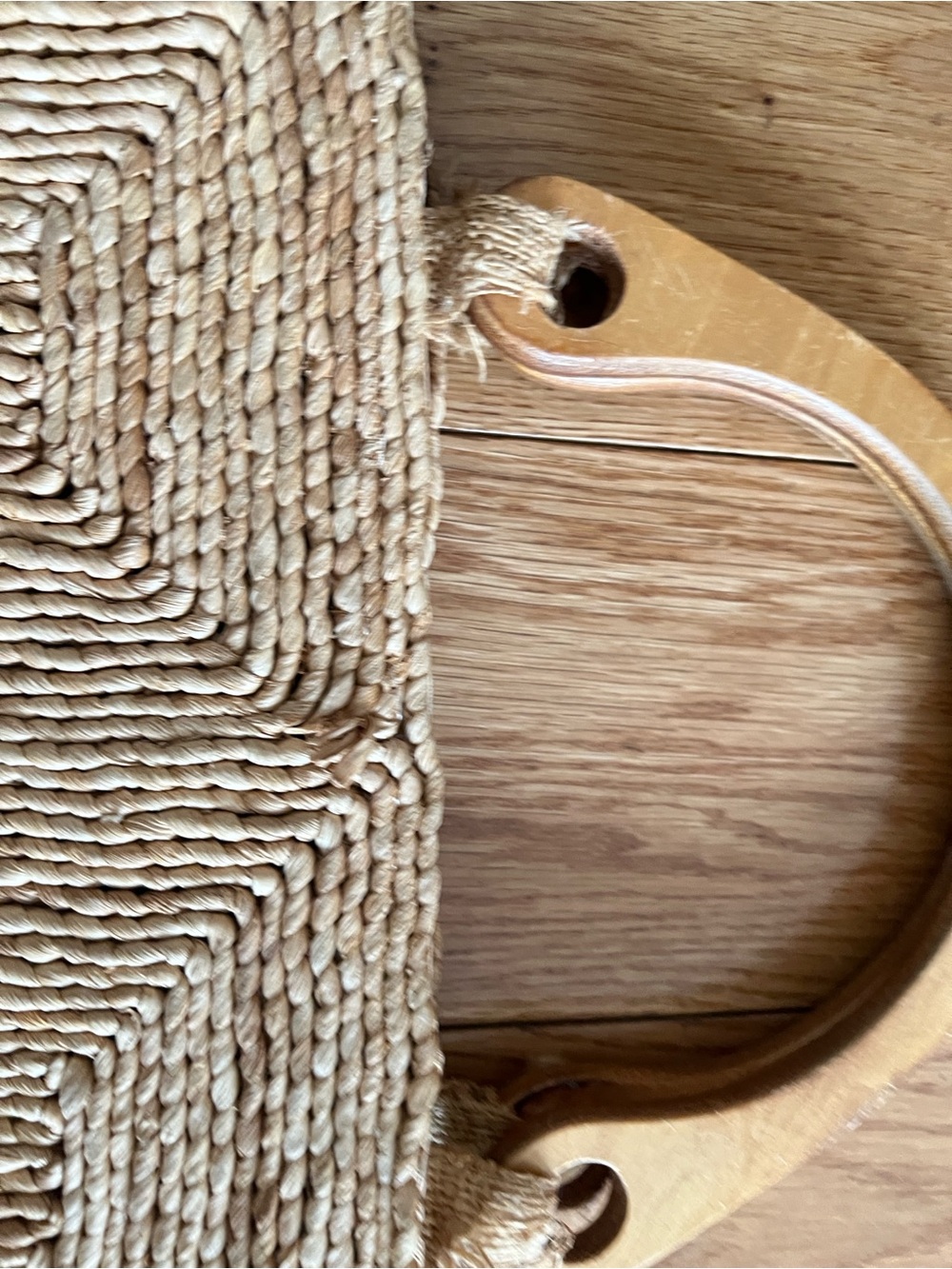 Woven Natural Straw Tote with Wooden Handles - Picture 3 of 7